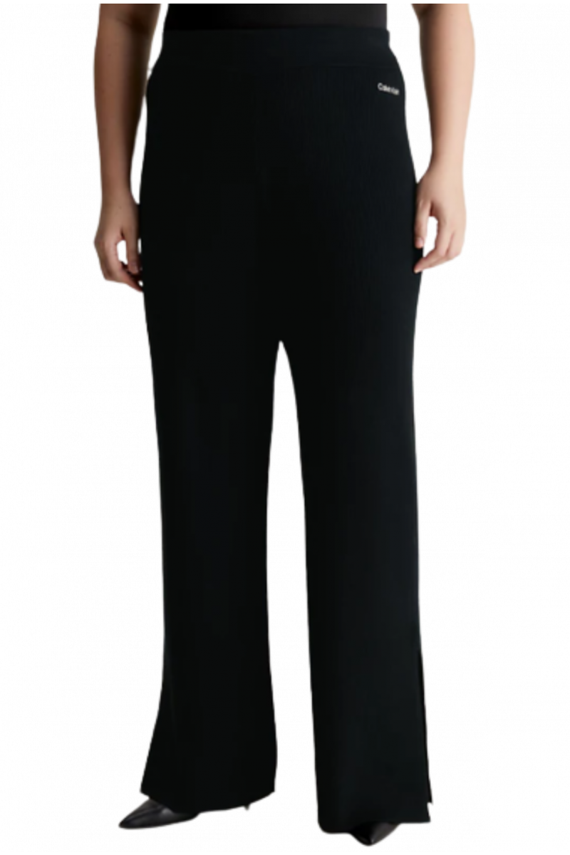 CALVIN KLEIN ESSENTIAL RIB WIDE LEG PANT BLACK