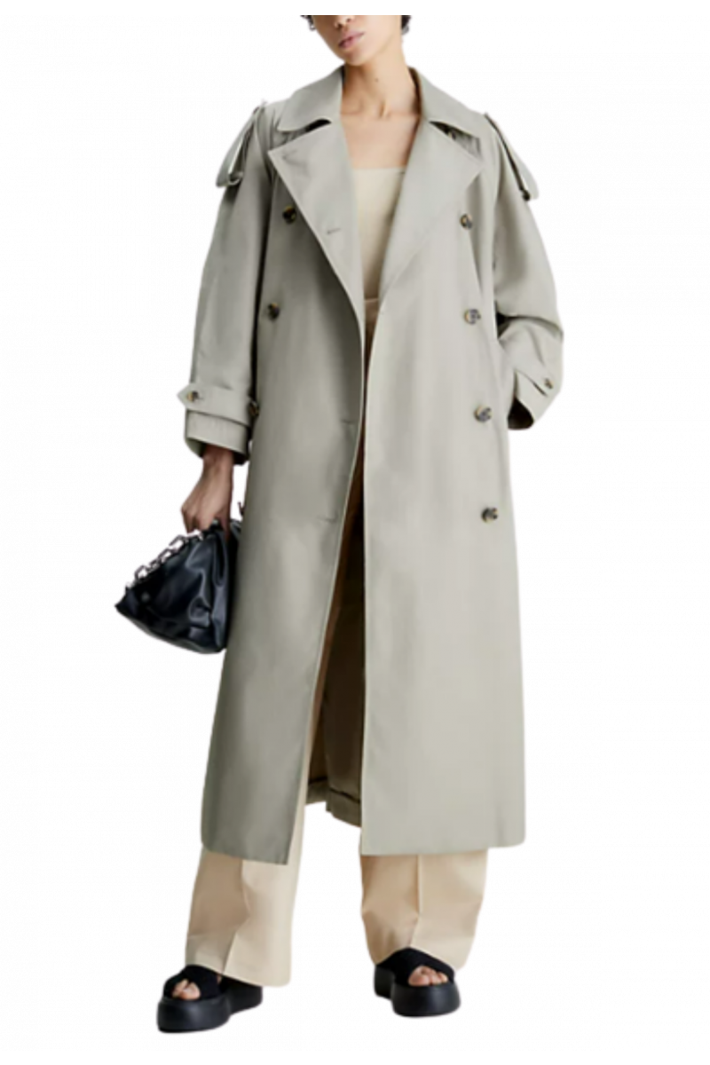 CALVIN KLEIN OVERSIZED TRENCH COAT - GREY/KHAKI PEY