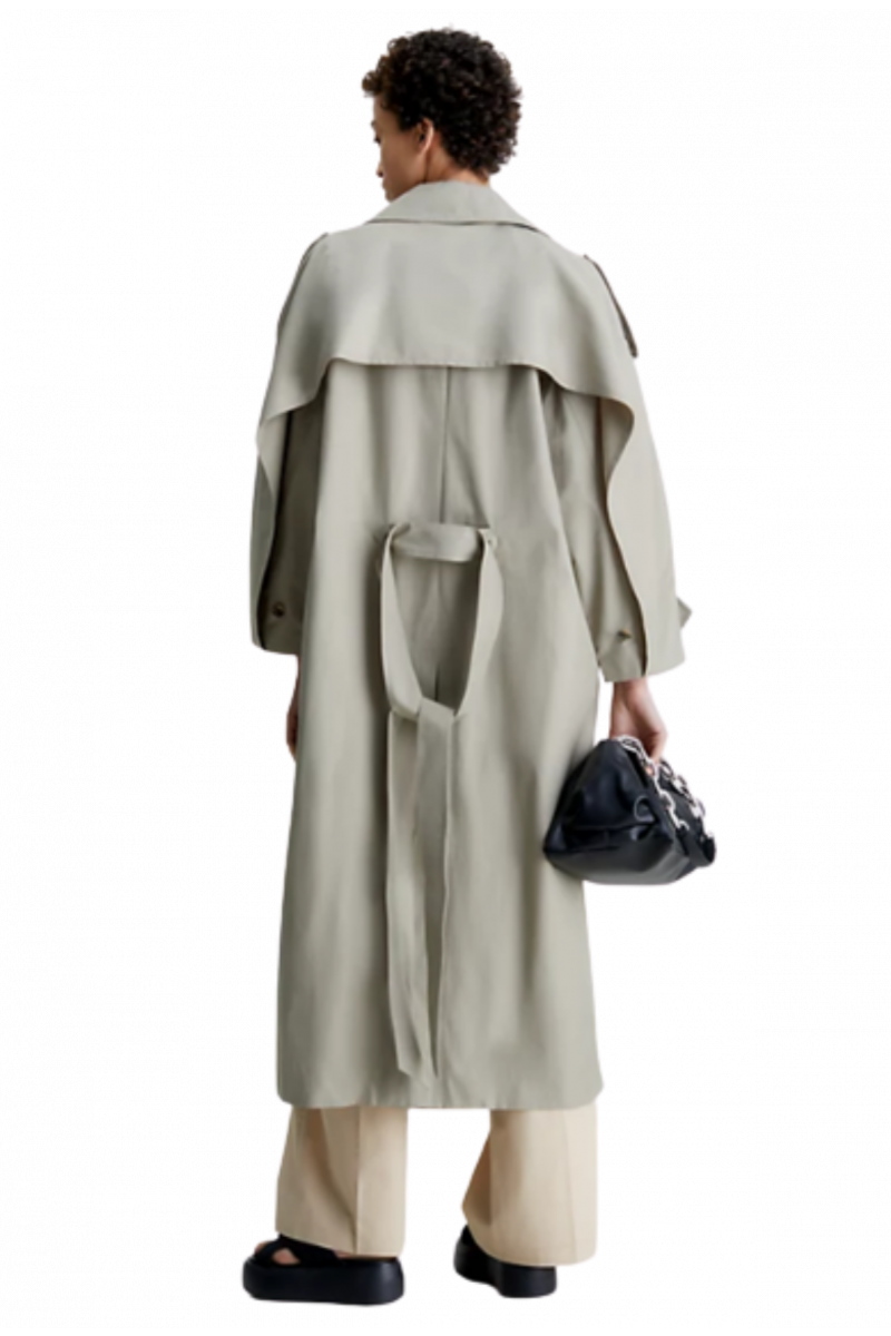 CALVIN KLEIN OVERSIZED TRENCH COAT - GREY/KHAKI PEY