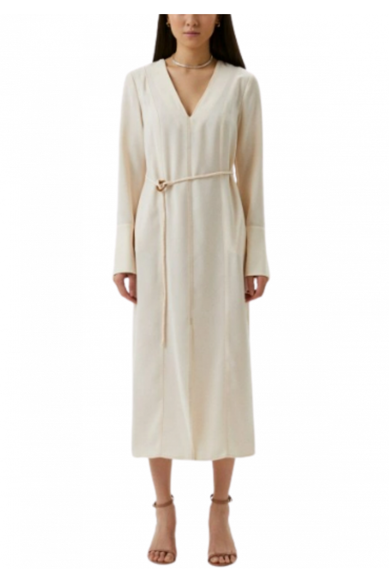 CALVIN KLEIN SUSTAINABLE TWILL MIDI DRESS - SEEDPEARL PEX