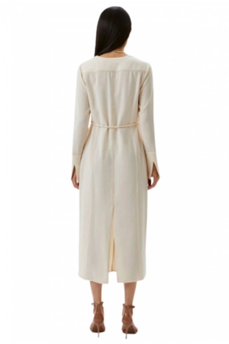 CALVIN KLEIN SUSTAINABLE TWILL MIDI DRESS - SEEDPEARL PEX