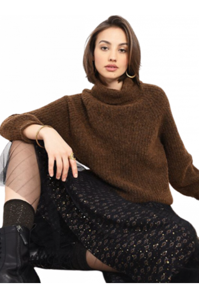 MOLLY BRACKEN LADIES KNITTED SWEATER BROWN - M118 FRANCE