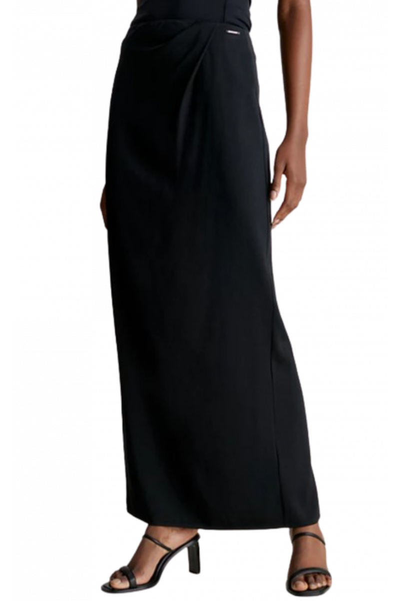 CALVIN KLEIN - STRETCH CREPE MAXI SKIRT BLACK