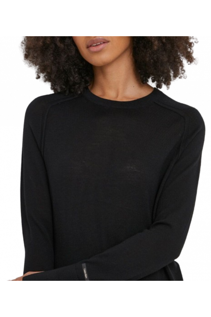 CALVIN KLEIN EXTRA FINE WOOL CREWNECK - CK BLACK - BEH