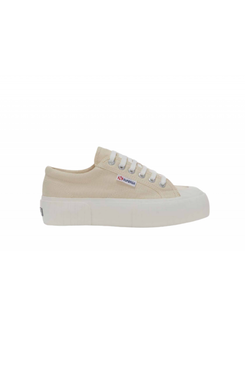 SUPERGA 2631 STRIPE PLATFORM SNEAKER BEIGE/WHITE