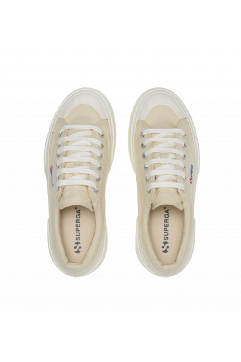 SUPERGA 2631 STRIPE PLATFORM SNEAKER BEIGE/WHITE