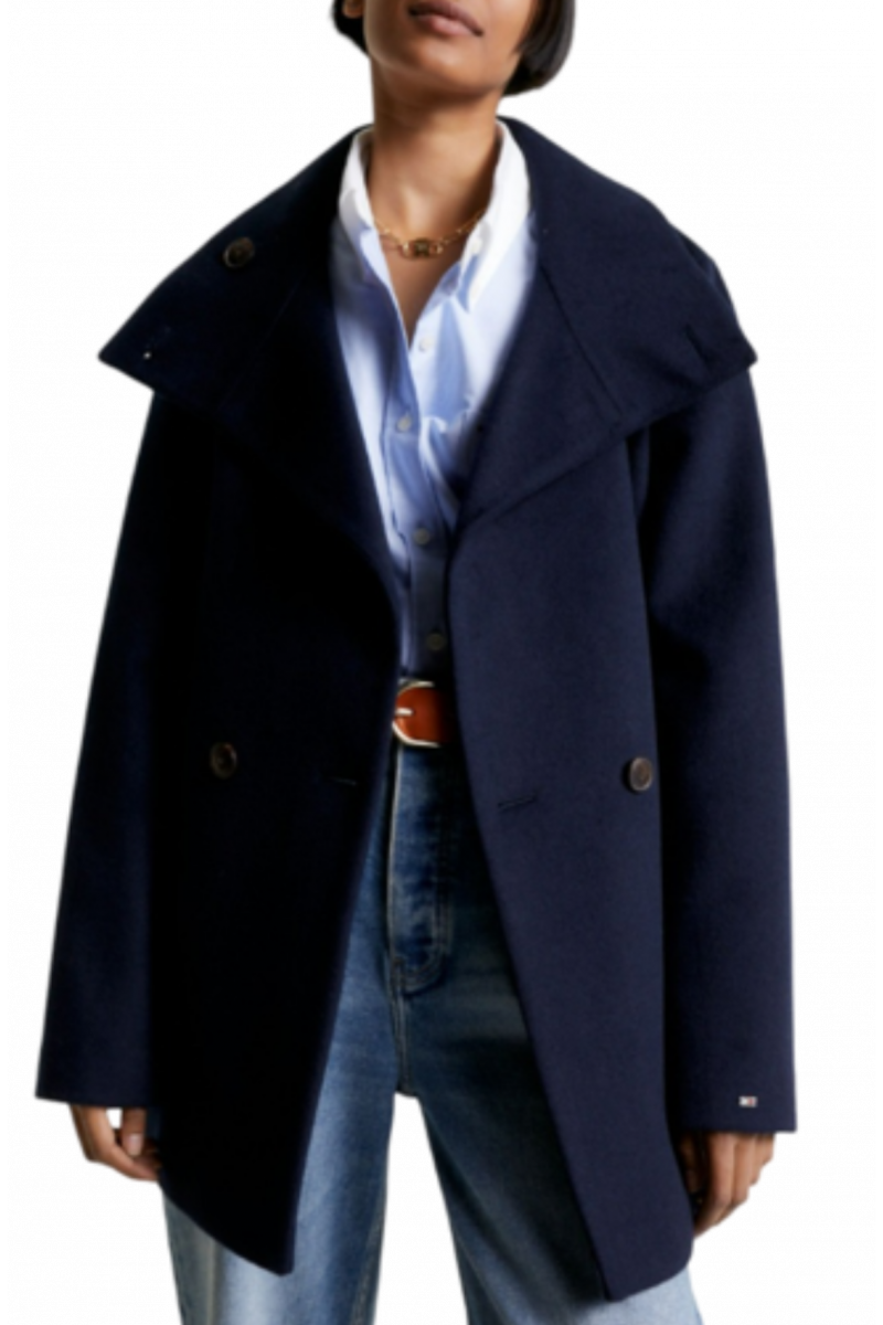 TOMMY HILFIGER - WOOL BLEND DB BELTED FUNNEL JKT - WW0WW39754_DW5