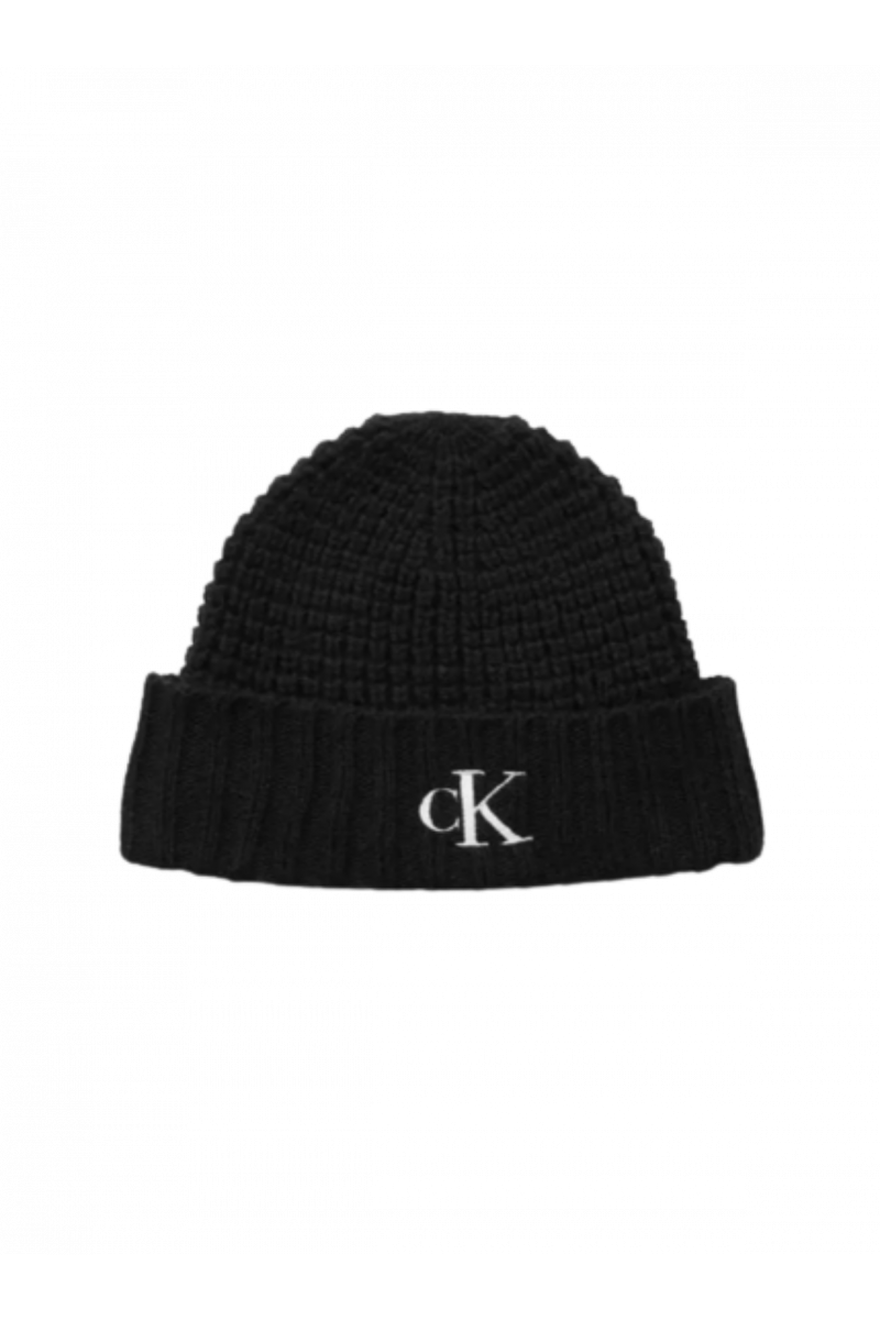 CALVIN KLEIN WAFFLE BEANIE SCARF BLACK