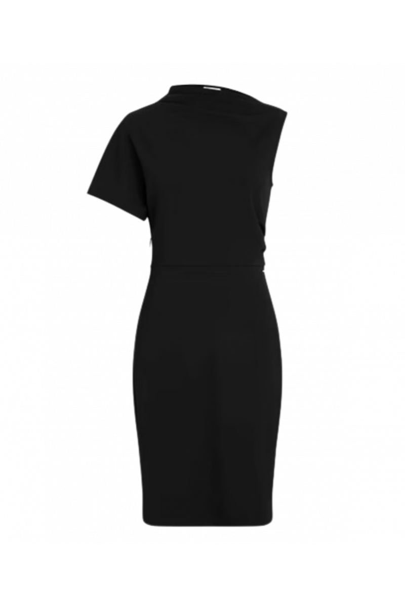 CALVIN KLEIN - SCUBA CREPE ASYMMETRIC DRESS BLACK
