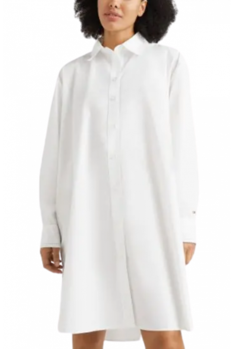 TOMMY HILFIGER ORG CO DOLID KNEE SHIRT DRESS WHITE YCF