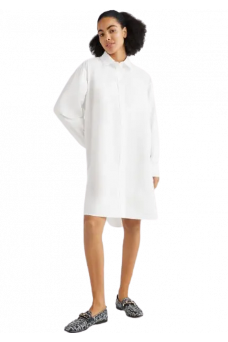 TOMMY HILFIGER ORG CO DOLID KNEE SHIRT DRESS WHITE YCF