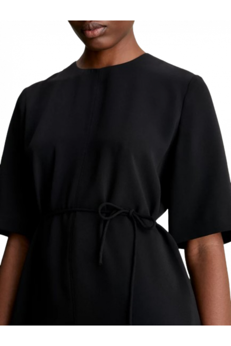 CALVIN KLEIN STRUCTURE TWILL MINI SHIFT DRESS - CK BLACK - BEH
