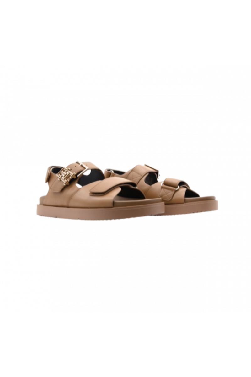 TOMMY HILFIGER - TH HARDWARE LEATHER SPORTY SANDAL BROWN