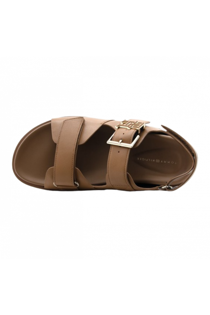 TOMMY HILFIGER - TH HARDWARE LEATHER SPORTY SANDAL BROWN