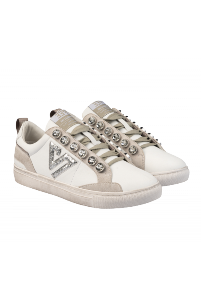 EMANUELLE VEE SNEAKER ALLACCIATA PELLE P100 COMBI WHITE