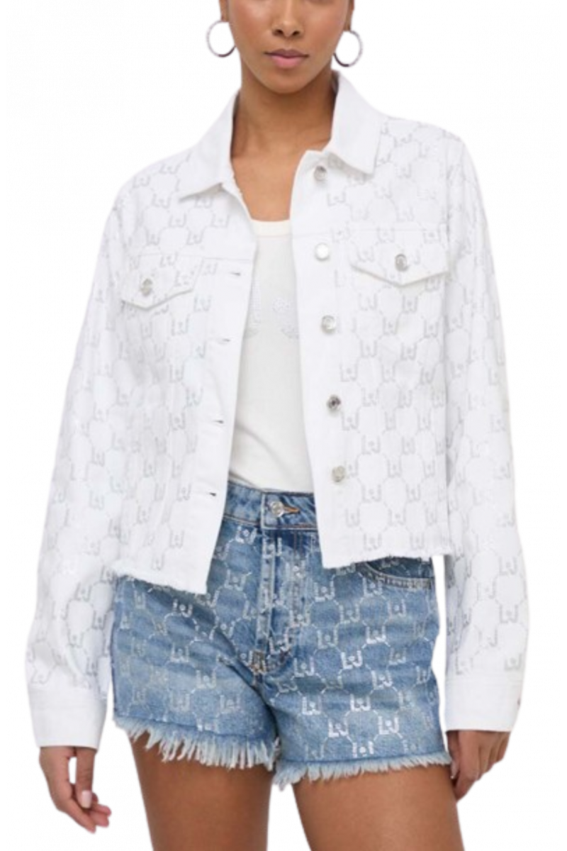 LIU JO - DENIM UA4D21 GIUBBINO DENIM WHITE/STRASS