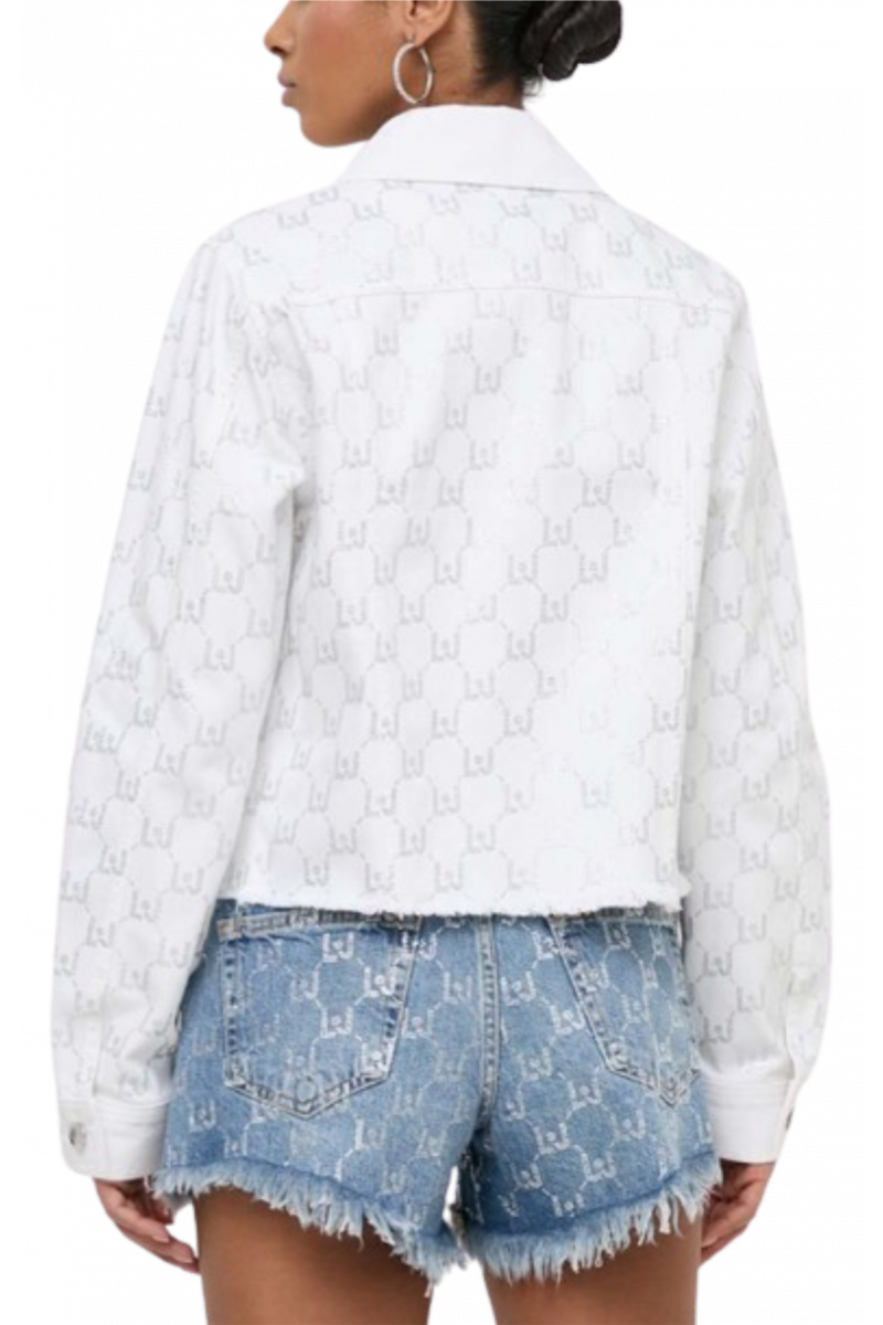 LIU JO - DENIM UA4D21 GIUBBINO DENIM WHITE/STRASS