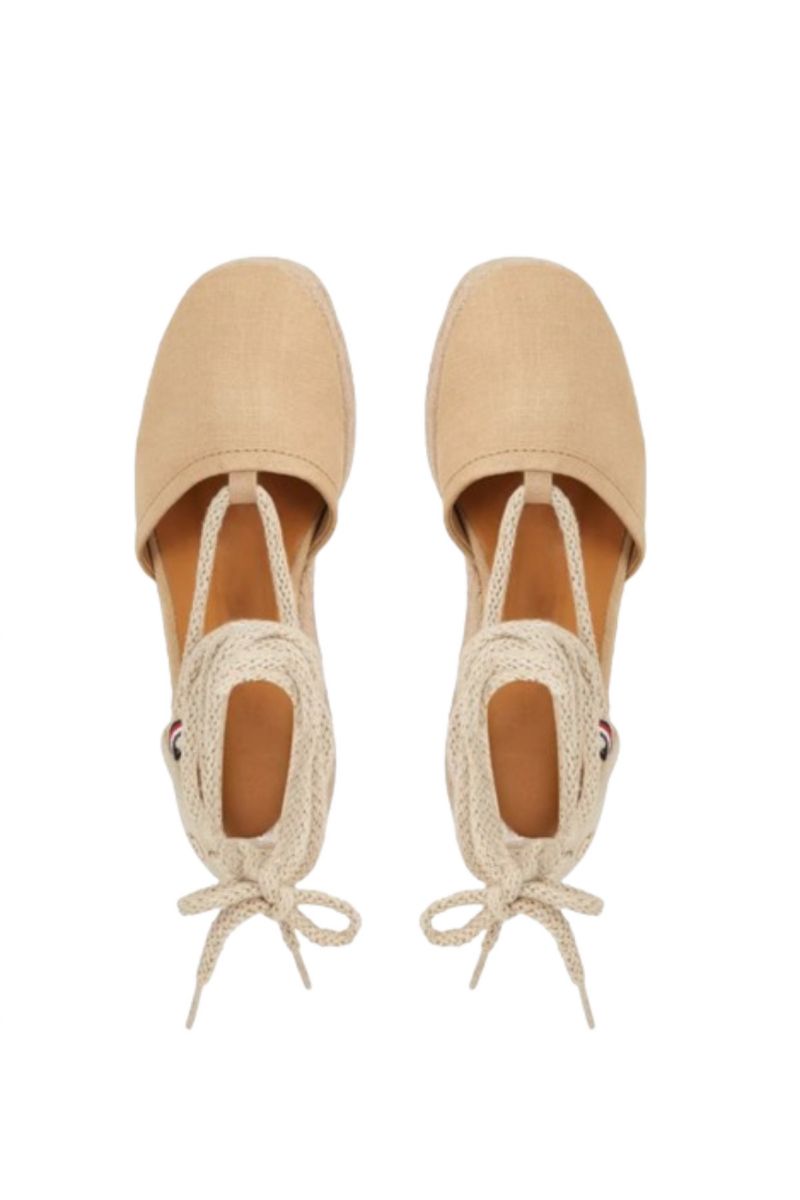 TOMMY HILFIGER - CLOSED TOE LINEN FLATFORM CLASSIC KHAKI