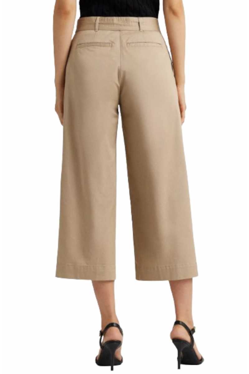 RALPH LAUREN MICROSANDED TWILL-WIDELEG PANT W/BELT - TAN