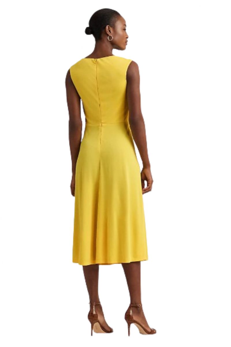 RALPH LAUREN STR MATTE JERSEY DRESS YELLOW