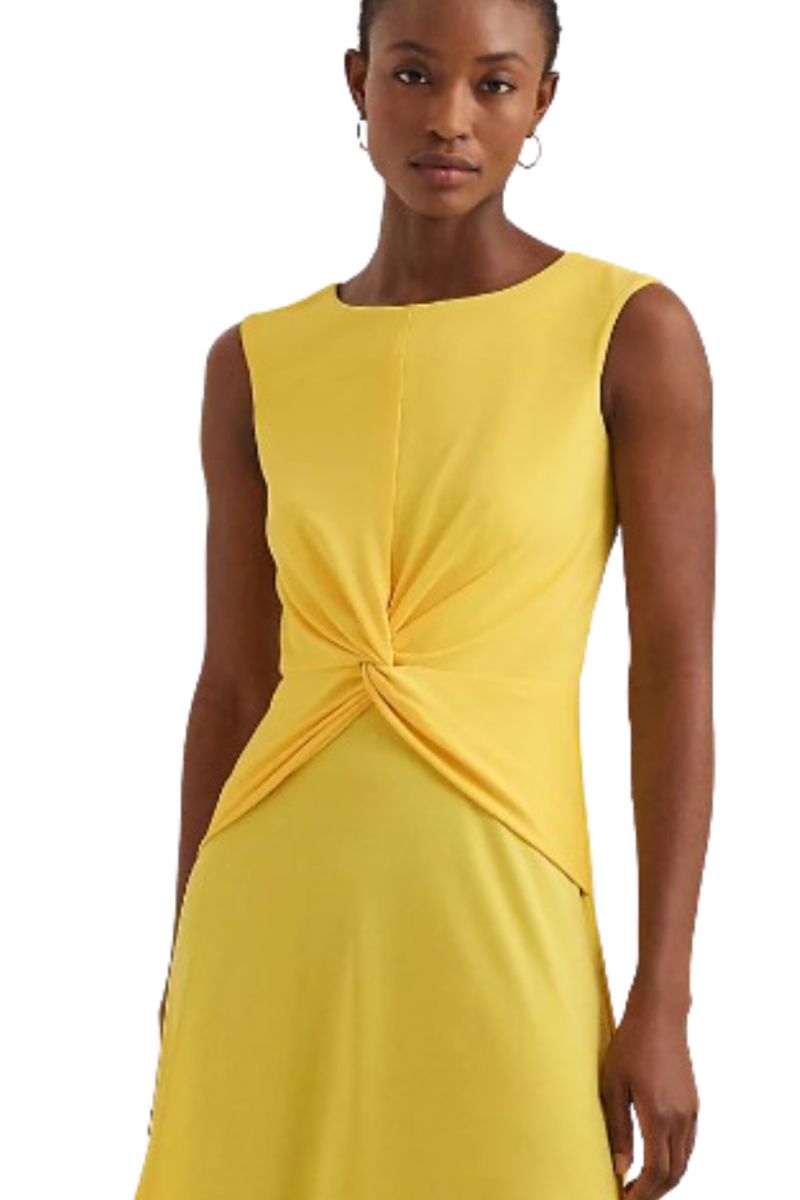 RALPH LAUREN STR MATTE JERSEY DRESS YELLOW