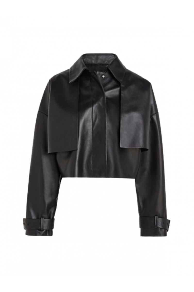 CALVIN KLEIN - CROPPED LEATHER JACKET_BEH