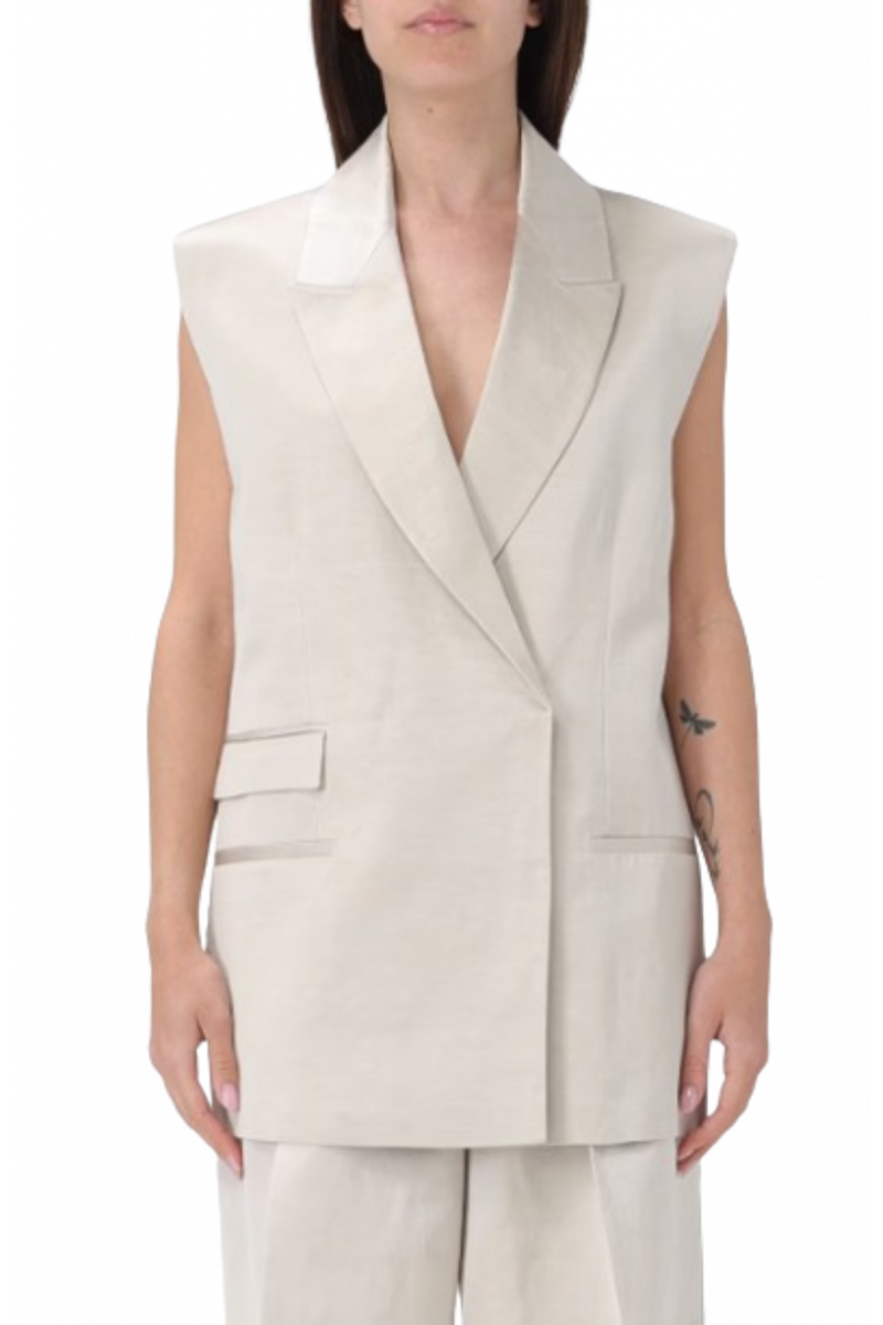 CALVIN KLEIN - SHINY VISCOSE TAILORED VEST PEYOTE