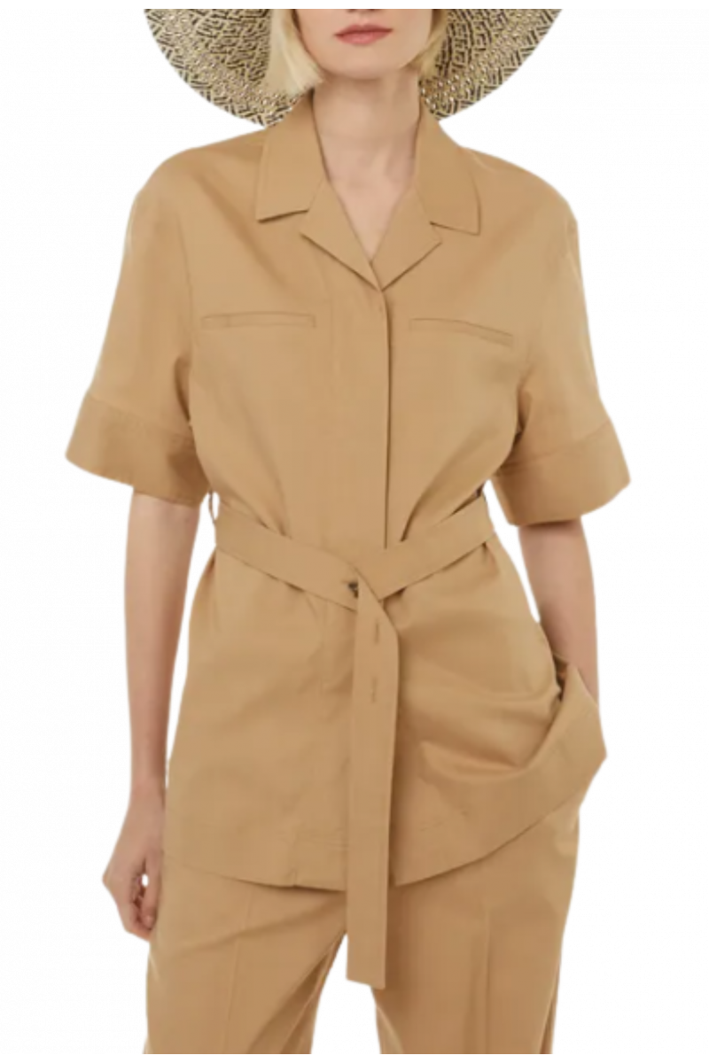 CALVIN KLEIN SOFT TAILORED TENCEL LONG SHIRT - TIMELESS CAMEL GV7