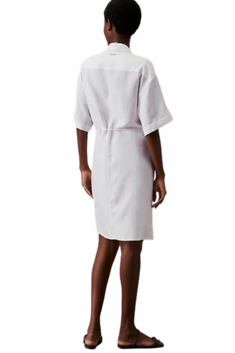 CALVIN KLEIN - LINEN BLEND RELAXED SHIRT DRESS WHITE