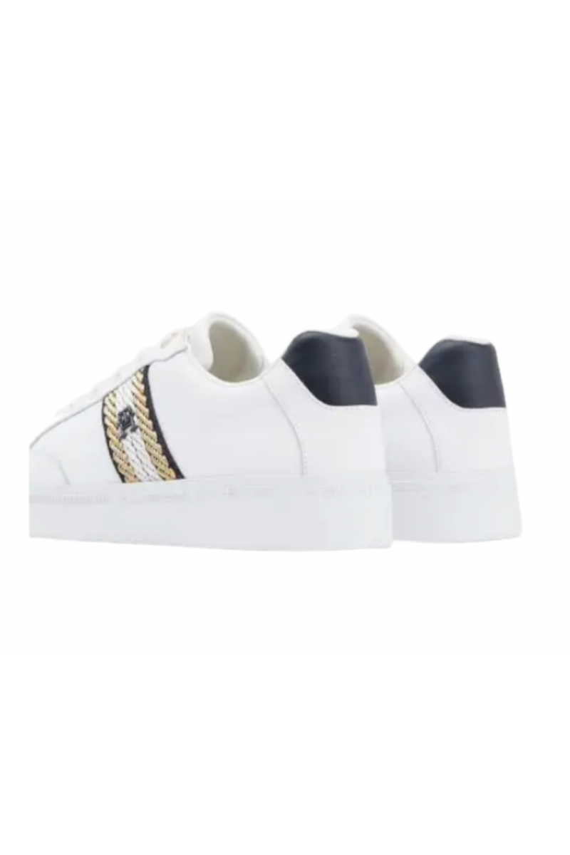 TOMMY HILFIGER COURT SNEAKER WITH WEBBING - WHITE YBS