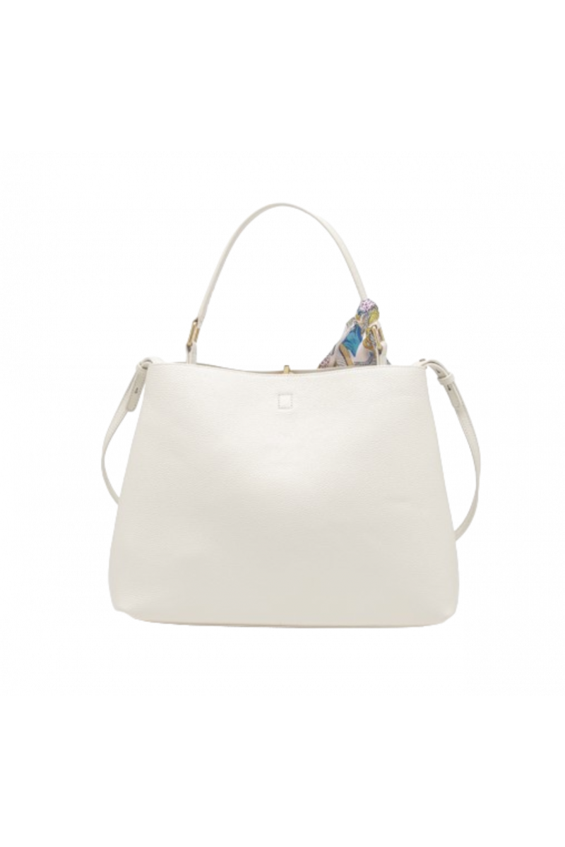 LA CARRIE - DRILLED LOGO HOOK SHOPPER TUMBLED LEATHER CREAM