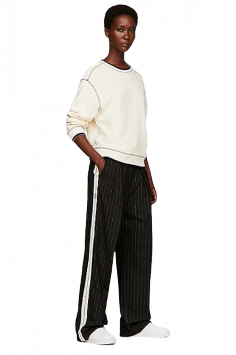 TOMMY HILFIGER RELAXED STRAIGHT PINSTRIPE PANT - STR BLACK - 0AR