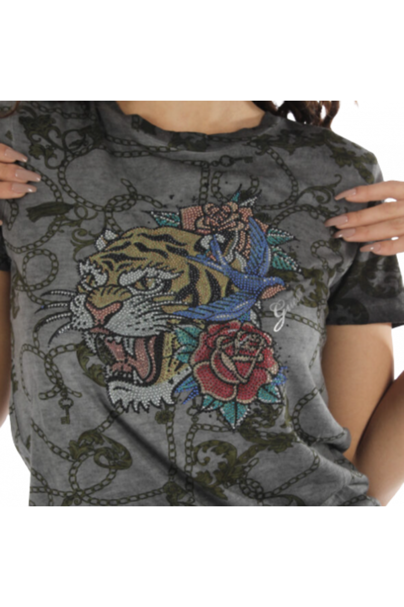 GUESS SS TATTOO TIGER BLIND EASY TEE T-SHIRT