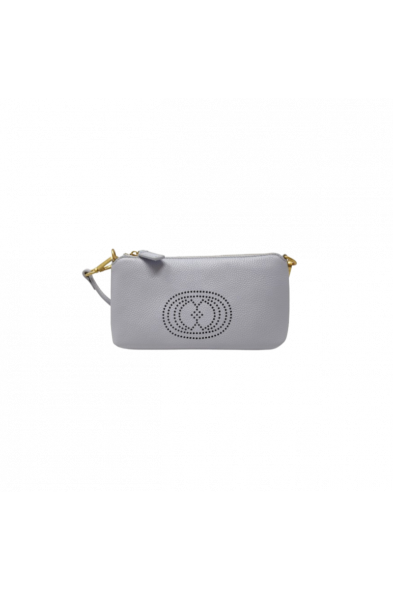 LA CARRIE - DRILLED LOGO DOUBLE WALLET/BAG TUMBLED LLEATHER SKY BLUE