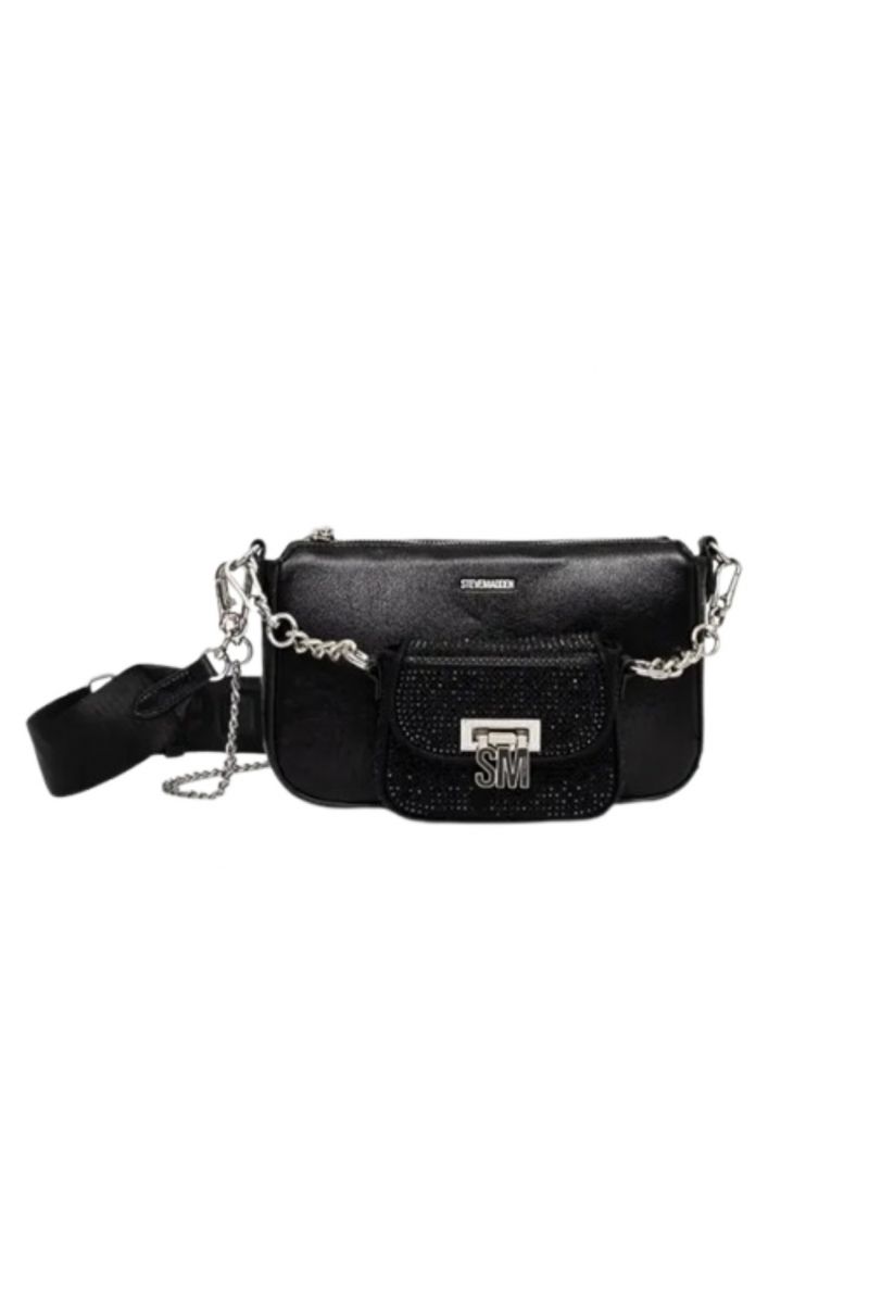 STEVE MADDEN BNAIM-R 02002 SHOULDER BAG BLACK/SILVER - 358355