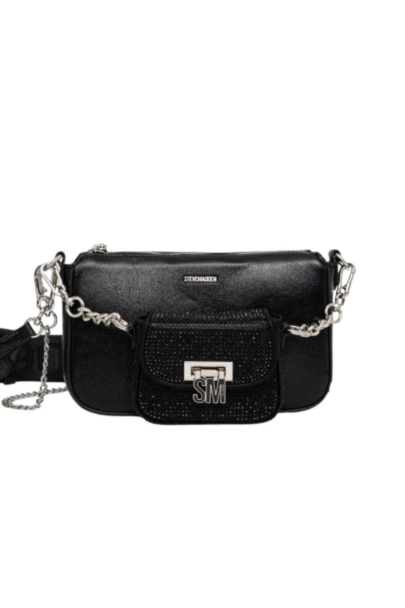 STEVE MADDEN BNAIM-R 02002 SHOULDER BAG BLACK/SILVER - 358355