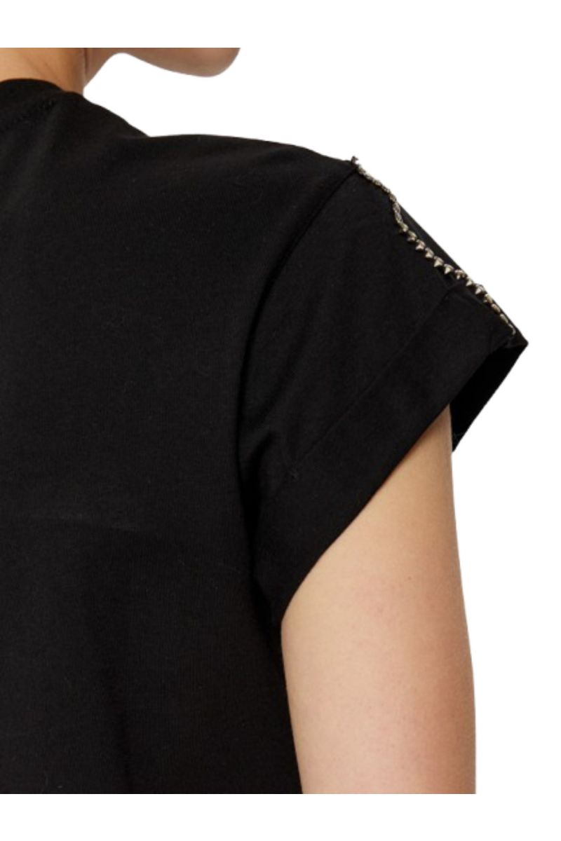 GUESS - SS CN SLEEVES STRASS DETAIL BLACK - 357689