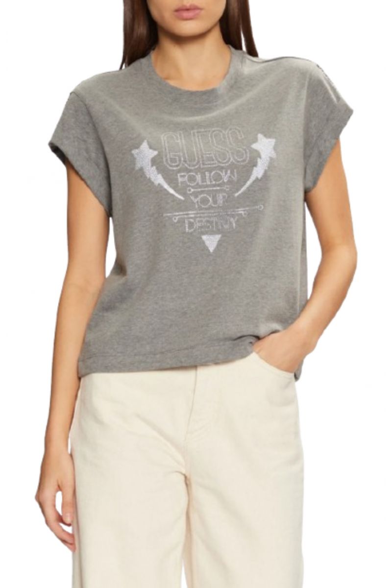 GUESS - SS CN SLEEVES DETAIL T-SHIRT GREY - 358146