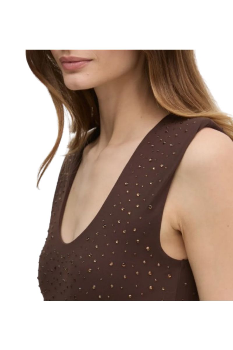 GUESS SL ROSY HOTFIX DRESS BROWN - 358362