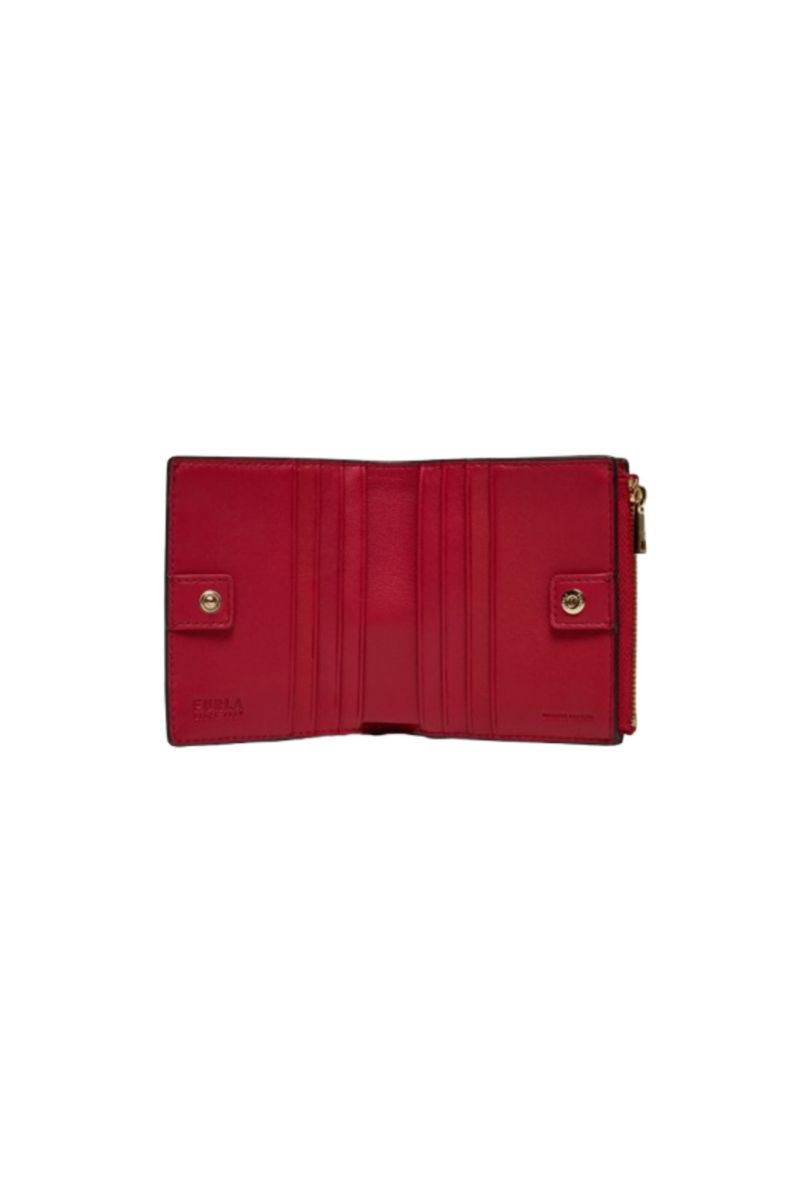 FURLA SFERA S COMPACT BIFOLD SLIM 100% LEATHER ROSSO VENEZIANO