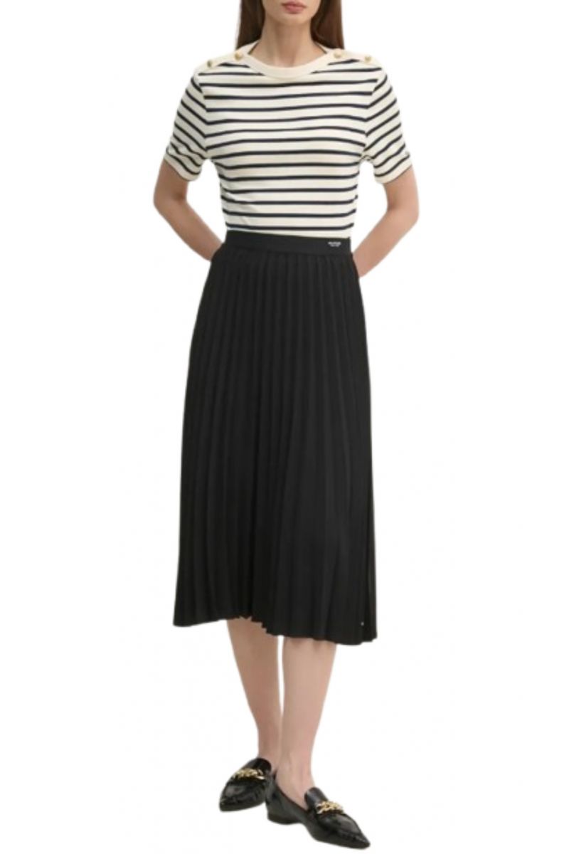 TOMMY HILFIGER - REG STRIPE GOLD BTN C-NK SS BEIGE/DARK BLUE - 358387