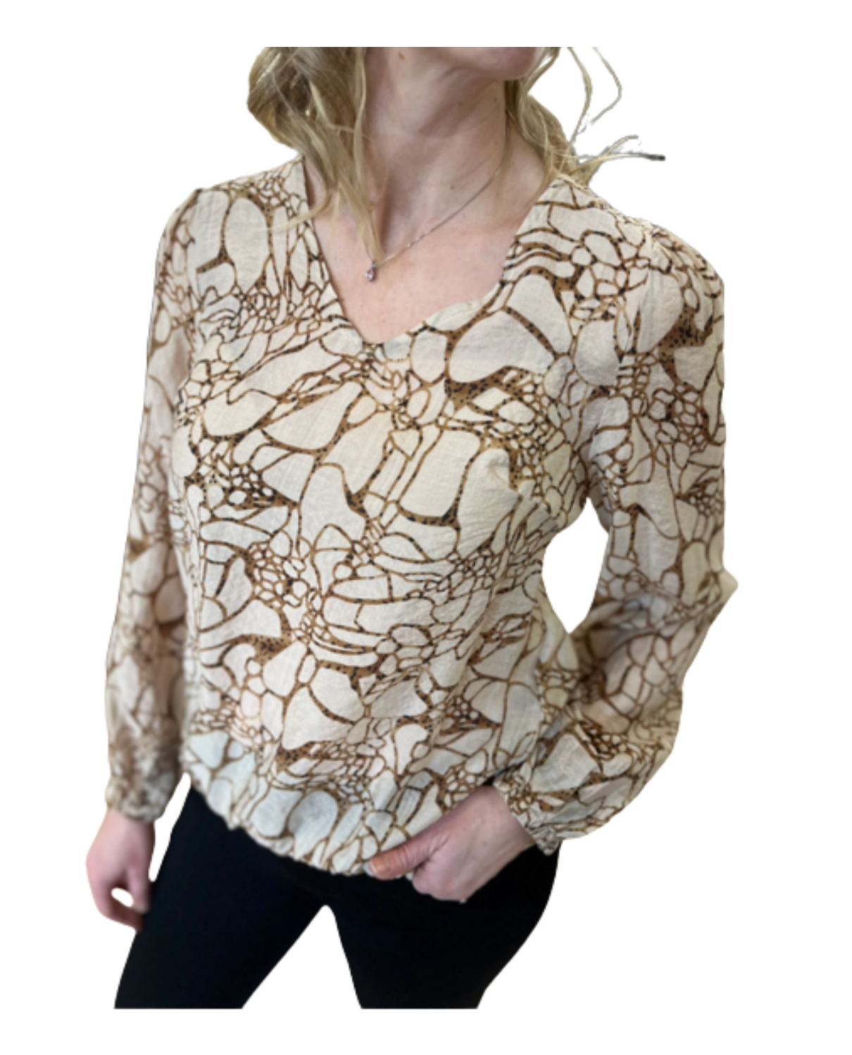 FRANSA BLOUSE LONG SLEEVE, FRLUC | 20612134_ANIMALBEIGE Area BL, VROOM γυναικεία μόδα Επώνυμη Fashion